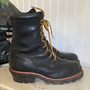 Red Wing Steel toe ASTMF 2413 Black Leather Men's Boots size 10 loggermax 4416